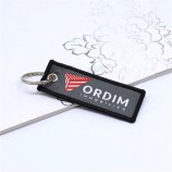 customized luggage Tag label soft and comfortable embroidery woven keychain