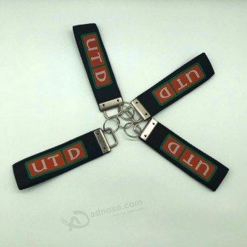 Logotipo feito sob encomenda que vende personalizado etiqueta bordada personalizada da corrente chave, tela de seda