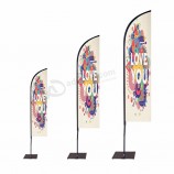 Vente chaude Publicité extérieure promotionnelle personnalisé plume plage drapeau mât bannière stand