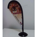 Vente en gros polyester tissu bureau drapeaux Mini teardrop table drapeaux supports