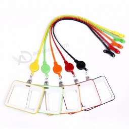 New product fashion custom logo colored creative neck PVC retractable yoyo badge reel zipper lanyards with Id card holder