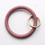 décoratif O clé en cuir coeur porte-clés paillettes silicone caoutchouc bracelet porte-clés