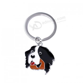 Porte-clés en métal émaillé doux en forme de chien personnalisé de haute qualité