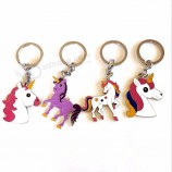 Hot stijl metalen schattige aangepaste logo emaille eenhoorn metalen sleutelhanger voor groothandel