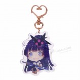 GEEN MOQ milieuvriendelijk materiaal dubbel bord een zijde print aangepaste anime glitter hologram acryl sleutelhanger charme