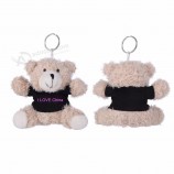クラシックなクマのデザインのカスタムぬいぐるみソフトキーホルダー（Tシャツの卸売の柔らかいおもちゃのキーホルダーにロゴを印刷）
