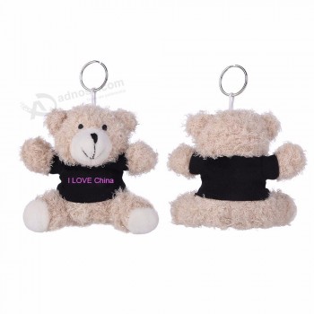 클래식 곰 디자인 사용자 정의 봉제 부드러운 키 체인 인쇄 로고 도매 도매 부드러운 장난감 키 체인
