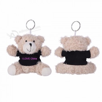 Ours classique design personnalisé peluche souple porte-clés avec logo imprimé sur T-shirt gros porte-clés de peluche