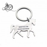 Porte-clés pendentif cheval personnalisé en acier inoxydable