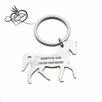 Porte-clés pendentif cheval personnalisé en acier inoxydable
