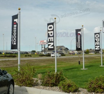 Hete verkoop aluminium / roestvrij staal satijn borstel vlag banner staan ​​vrijstaande banner vlag palen