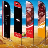 Haute Qualité Extérieur Impression Personnalisée Polyester Rasoir Forme Plage Pole Bannières Plume Teardrop Couteau Drapeau
