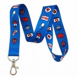 Cadeau promotionnel Infirmière ou Médecin Impression Médicale Corde Cou Nylon Longe Porte-clés Id Badge Holder pour clés