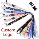 Longe personnalisée sublimation polyester nylon blanc id case Promotion cadeau Lanière avec logo personnalisé