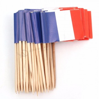 Hot sale bamboe materiaal catering tandenstokers met mini vlag voor feest