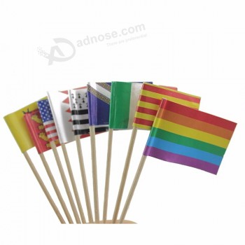 New style factory price cocktail decoration flag wooden toothpick flag