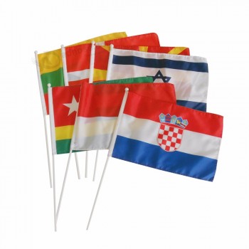fabriekslevering voetbal reclame hand zwaaien vlag / land vlag / kleine natie vlag van verschillende landen