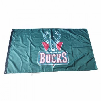 Personnalisé de haute qualité 3 * 5 pieds NBA Milwaukee Bucks drapeau