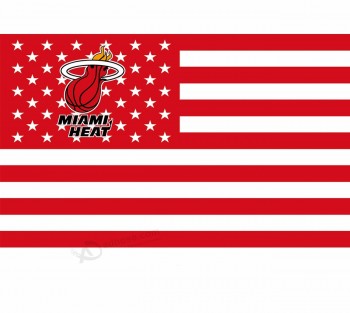 3 * 5 pieds polyester Miami Heat NBA drapeau et bannière