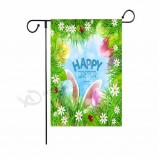 Pas cher bonne qualité monogramme drapeau de jardin de Pâques et bannière extérieure de Pâques en gros