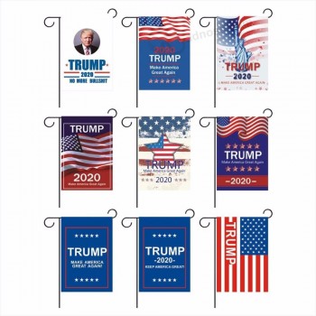 Drapeaux de jardin de haute qualité Trump 2020 Make America Great Again Double Face Yard Flag Polyester Résistant aux intempéries Drapeau de jardin