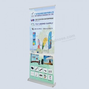 Guangzhou al por mayor de lujo publicidad roll-up display stand 80 * 200 cm 85 * 200 cm aluminio roll up horizontal banner stand