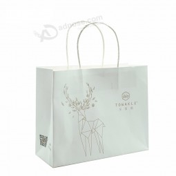 Custom Logo Printed New Style White Kraft Paper Bag With Twisted Handle