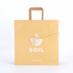 Customized brown kraft paper bag flat handle for clothes