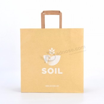 Sac en papier kraft brun personnalisé poignée plate pour vêtements
