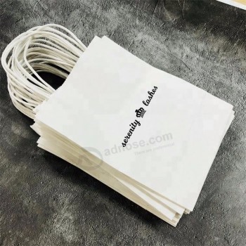 Saco de papel kraft reciclável com seu próprio logotipo, saco de papel de compras personalizado Para alimentos com alça