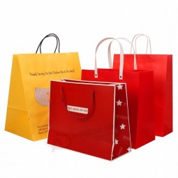 wholesale kraft shopping paper Bag with custom logo printed For gift packaging  paper Bag with handle