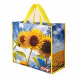 Vente en gros d’images personnalisées traitées impression écologique recycler réutilisable PP laminé non tissé sac à provisions