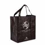 Promotion sac fourre-tout d’épicerie noir personnalisé sac à provisions non tissé réutilisable