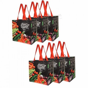 2020 Custom Design Sac non tissé laminé en feuille recyclée bon marché, sac à provisions non tissé réutilisable pliable