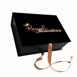 Luxury Customized Logo Glitter Bundle Hair Extension Packaging Box With Logo