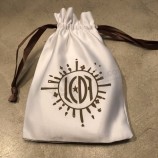 Personalized White Satin Pouch Bag, Satin Drawstring Pouch