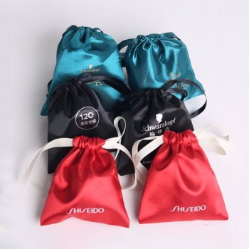 Wholesale small custom large drawstring satin pouch bag with logo gift satin pouch