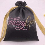 Logo imprimé satin cordon de serrage Sac pour les cheveux