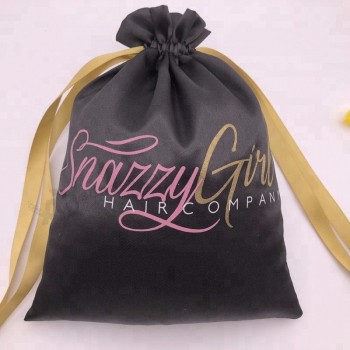 Logo imprimé satin cordon de serrage Sac pour les cheveux