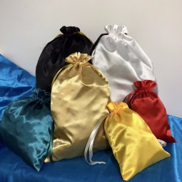Printed Silk Satin Hair Pouch Bag With Logo packaging hair extension