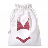 design personalizado portátil impresso cetim cordão lingerie bolsa bolsa