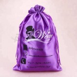 Sac en satin personnalisé emballage cordon de serrage sacs en soie pour cheveux