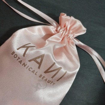 Customized silk printed satin pouch bag  with drawstring