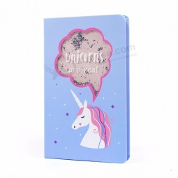 Kids New glitter unicorn custom diary note books wholesale school notebook