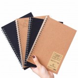 Diseño libre al por mayor artículos estacionarios de la escuela cuaderno de notas A4 A5 papel kraft pequeño diario cuadernos de espiral