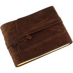 Genuine Leather Photo Album with Gift Box - Scrapbook Style Pages