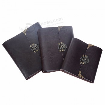 New style leather diy black cardboard stick photo album with lock closure