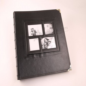 20120 Livre d’album photo à couverture rigide PU personnalisé avec pochettes en plastique PP