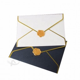 подгонянный конверт черной бумаги открытой стороны, изготовленный фабрикой конверт с логотипом для упаковк