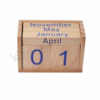 Belle apparence en bois perpétuel anglais arabe bloc de bureau calendrier en bois